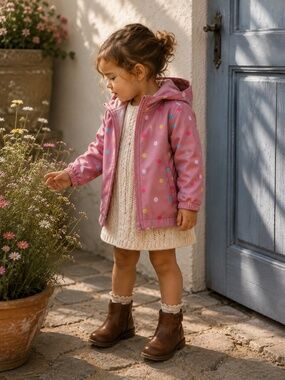 Cat & Jack 2T Dusty Pink Polka Dot Fleece Lined Hooded Softshell Jacket
